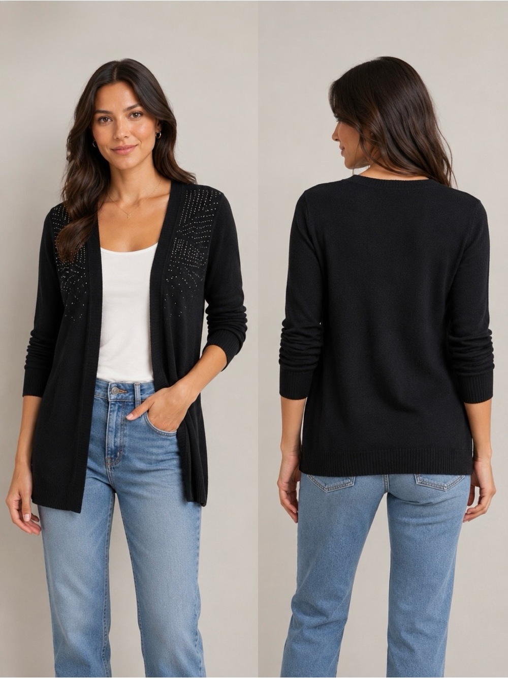 Gap Open Front Cardigan Sweater with Stud Detail